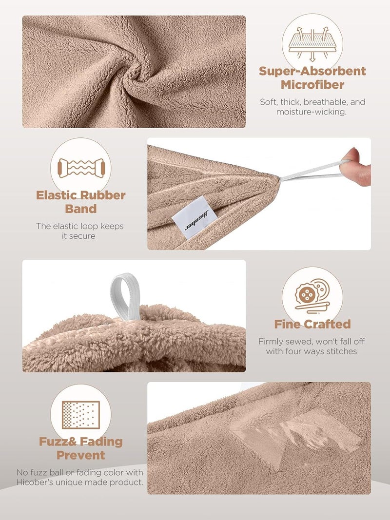 Hicober Microfiber Hair Towel, Hair Towel Wrap Turbans for Women,Hair Drying Towel Wrap Hair Accessories for Women Girls-Pink,Green,Coffee,3Packs, 24.8 * 9.44 * 3.14inch - Image 3