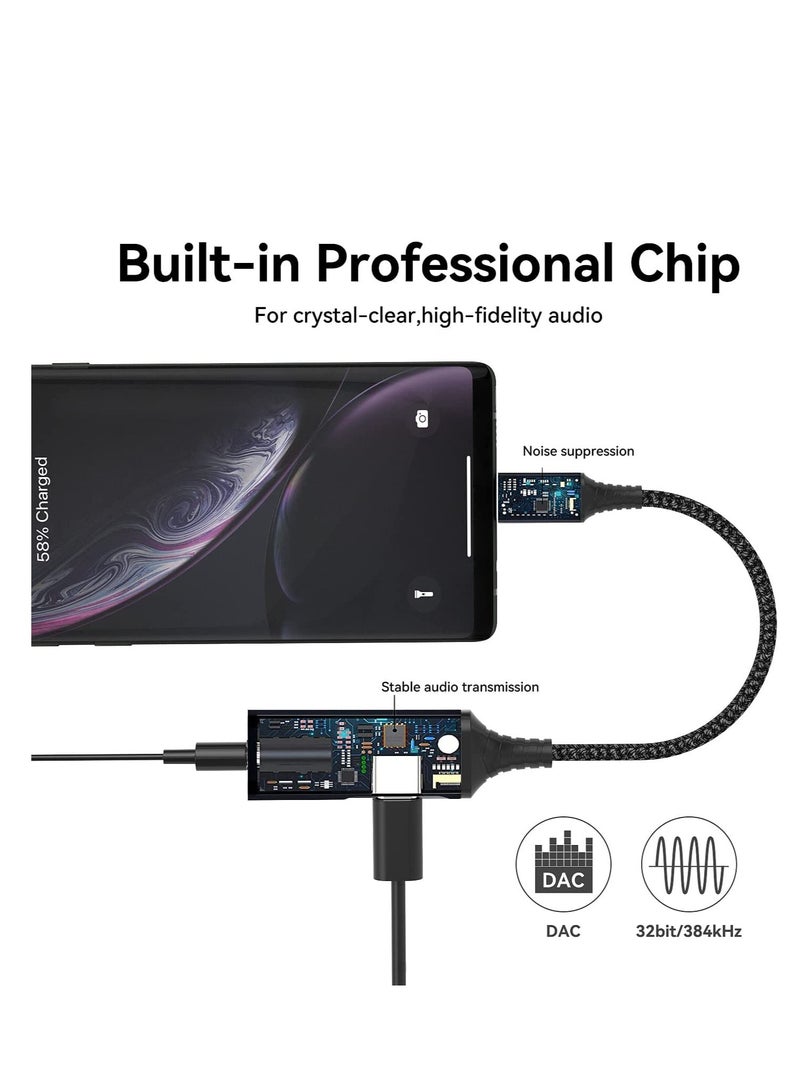 USB C to 3.5mm Headphone and Charger Adapter, Type C Headphone Adapter,  2-in-1 USB C to AUX Mic Jack with PD 60W Fast Charging, Compatible with Samsung Galaxy S22/S23 Ultra/Note20, Pixel 6, iPad Pro - Image 4