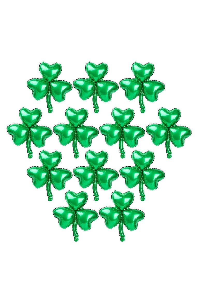 Excefore Green Balloons, 12 Pcs Shamrock Foil Balloons, Shamrock Balloons Decorations Lucky Clover Balloons, for Baby Shower Decorations, Birthday Decorations, Party Decorations  - Image 1