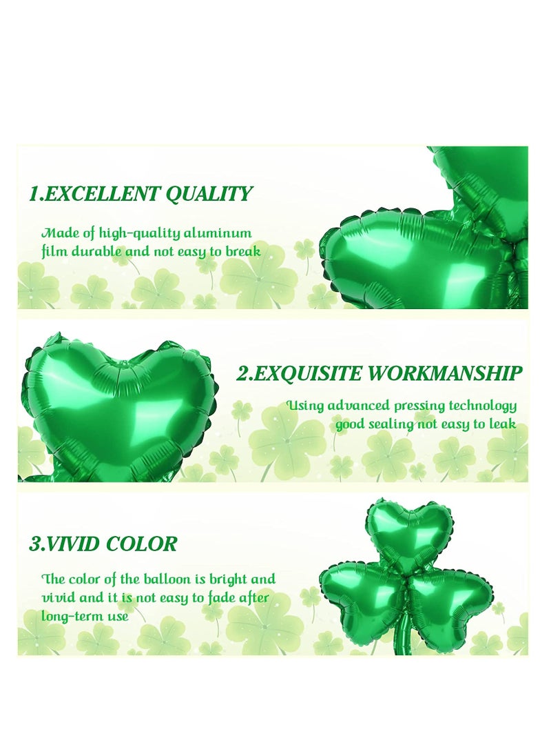 Excefore Green Balloons, 12 Pcs Shamrock Foil Balloons, Shamrock Balloons Decorations Lucky Clover Balloons, for Baby Shower Decorations, Birthday Decorations, Party Decorations  - Image 2