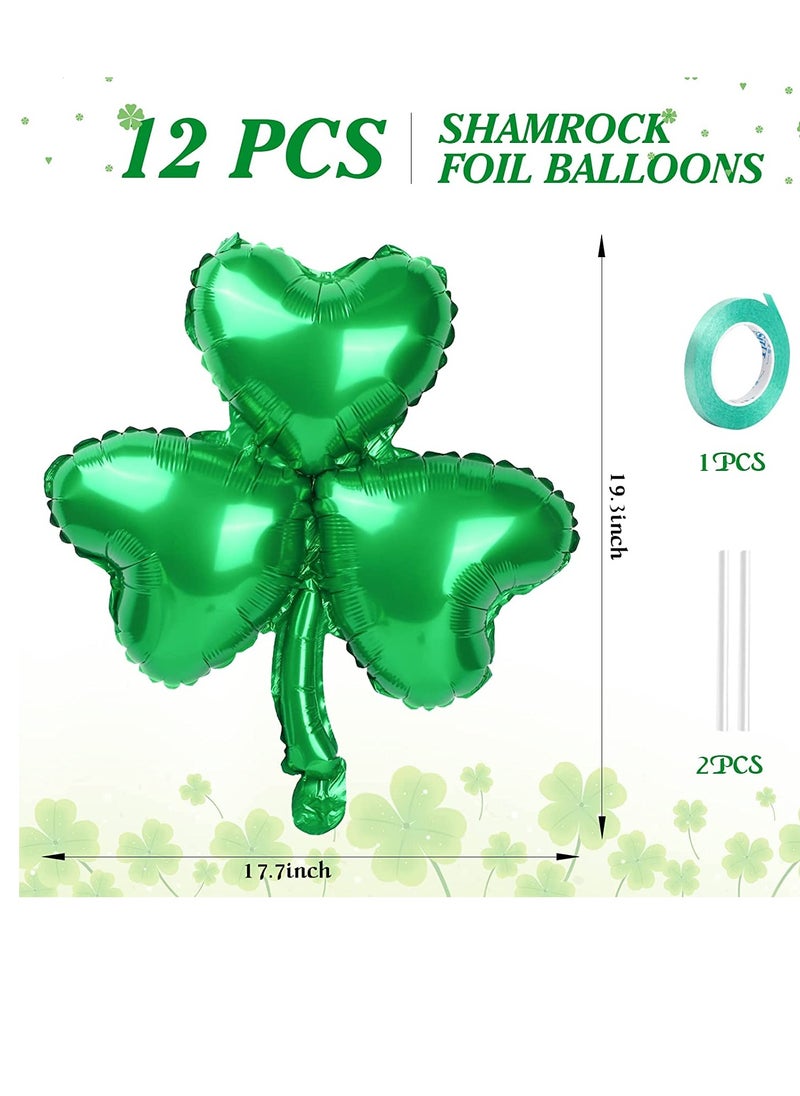 Excefore Green Balloons, 12 Pcs Shamrock Foil Balloons, Shamrock Balloons Decorations Lucky Clover Balloons, for Baby Shower Decorations, Birthday Decorations, Party Decorations  - Image 5