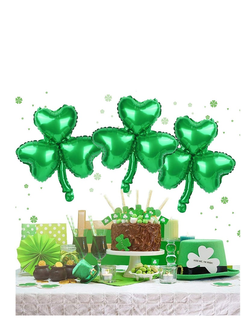 Excefore Green Balloons, 12 Pcs Shamrock Foil Balloons, Shamrock Balloons Decorations Lucky Clover Balloons, for Baby Shower Decorations, Birthday Decorations, Party Decorations  - Image 3