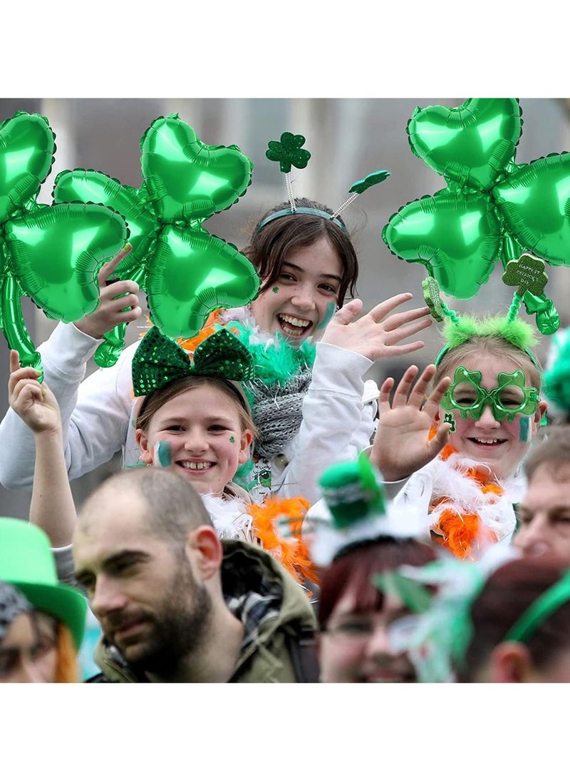 Excefore Green Balloons, 12 Pcs Shamrock Foil Balloons, Shamrock Balloons Decorations Lucky Clover Balloons, for Baby Shower Decorations, Birthday Decorations, Party Decorations  - Image 4