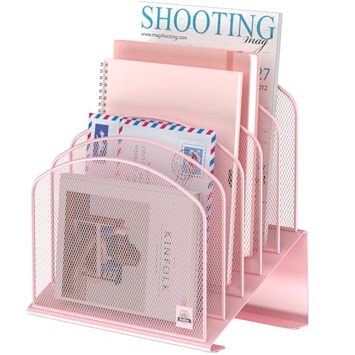 Delifox Inclined Desk File OrganizerVertical File Folder Holder Stand Metal Rack File Sorter for Office Classroom Desktop Organization - Image 1