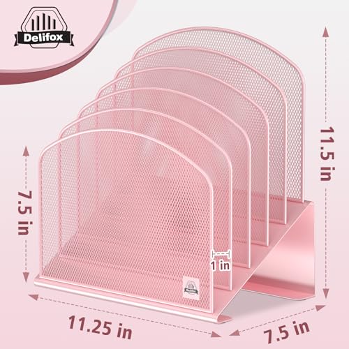 Delifox Inclined Desk File OrganizerVertical File Folder Holder Stand Metal Rack File Sorter for Office Classroom Desktop Organization - Image 3