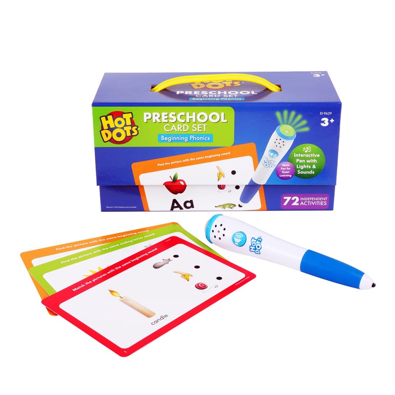 Educational Insights Hot Dots Beginning Phonics Set with 72 Activities Learn to Read Preschool Set with Interactive Pen Ages 3 - Image 1
