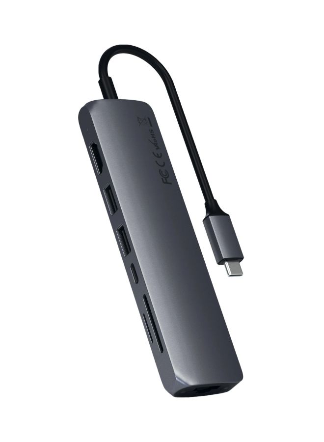 SATECHI Type-C Slim Multiport With Ethernet Adapter Space Grey - Image 1