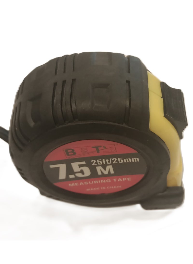 BOTs and four dots - 7.5 Meter Self - Lock Measuring Tape, 25mm Tape Width. Black Color, Ref. No.: BOT-HT- 0002 - Image 1