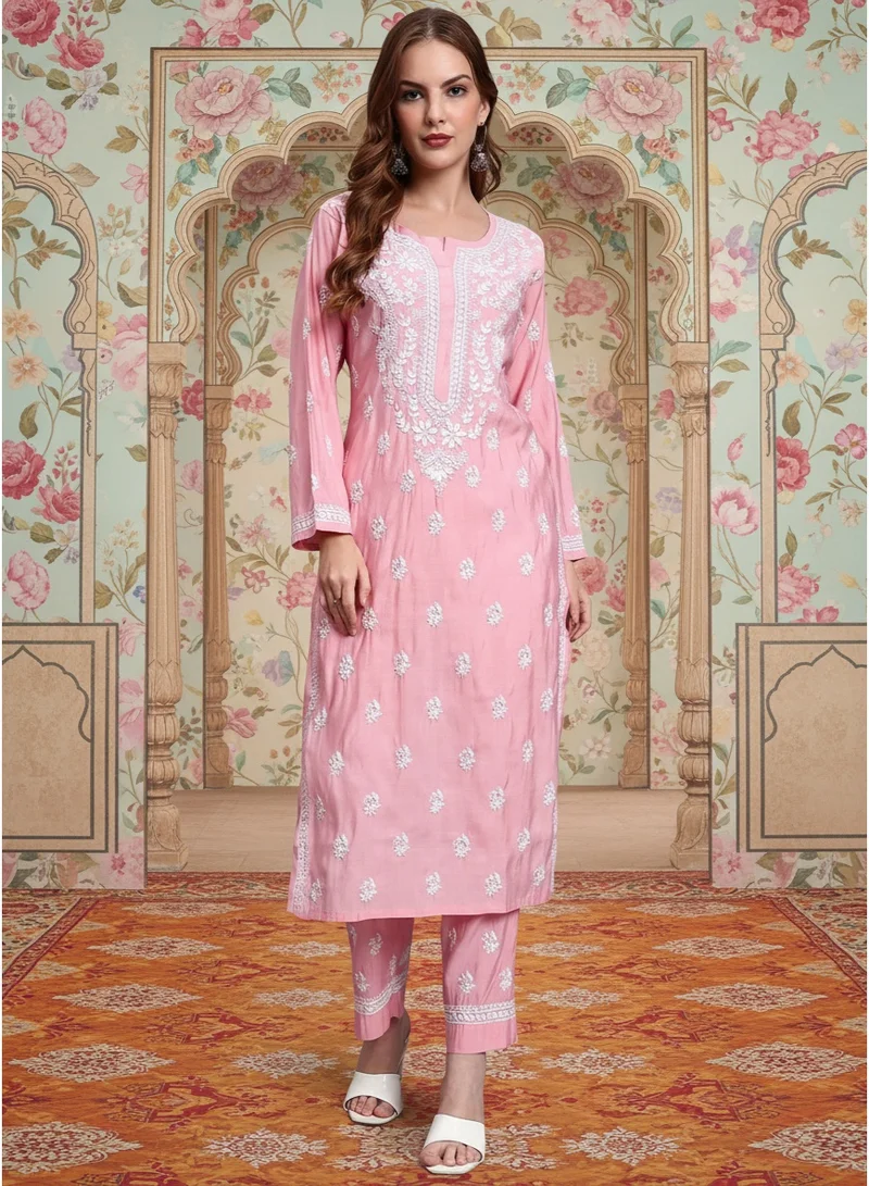 الايا طقم كورتا شانديري مطرز يدويًا بتطريز شيكانكاري