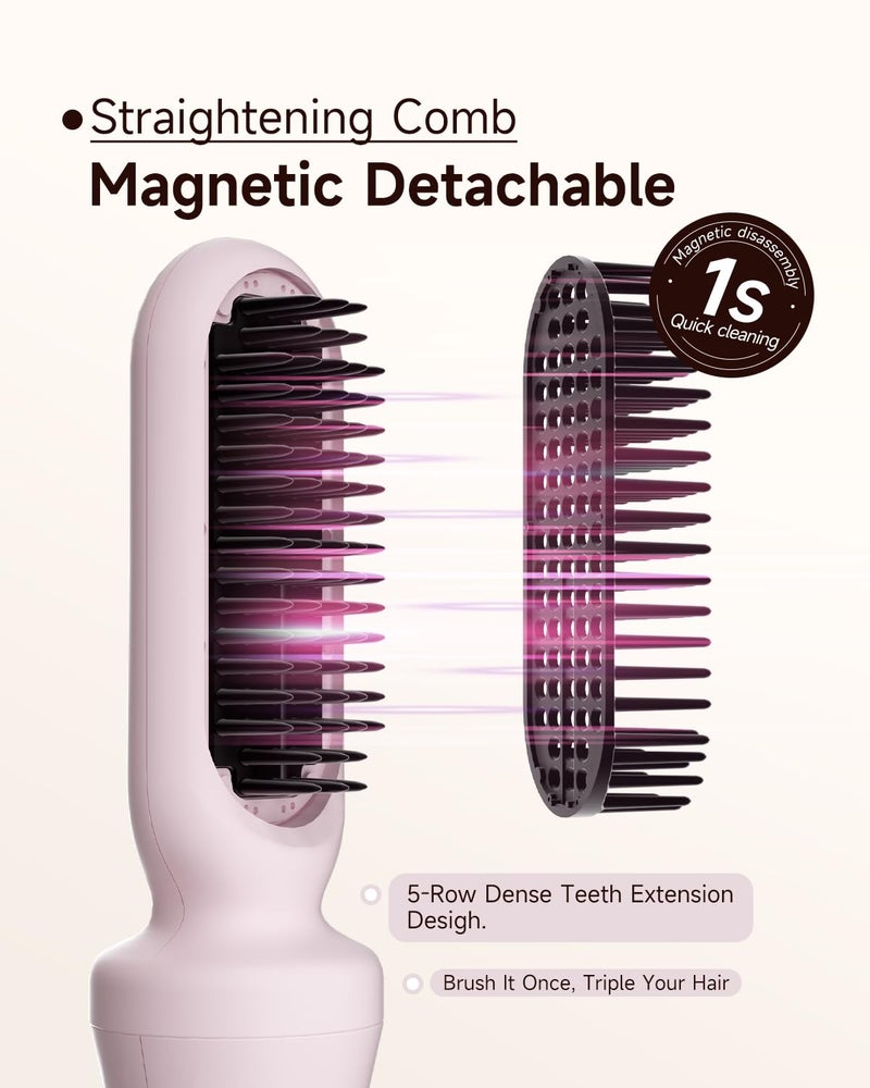 TSUYAGLA 5 in 1 Auto Curling Iron Set with Interchangeable Barrels - 1", 1.25", 1.5" Curling Wand, Hair Crimper & Straightening Brush, Rotating Ceramic Curler, 3 Temp, Dual Voltage, Anti-Scald, Pink - Image 5