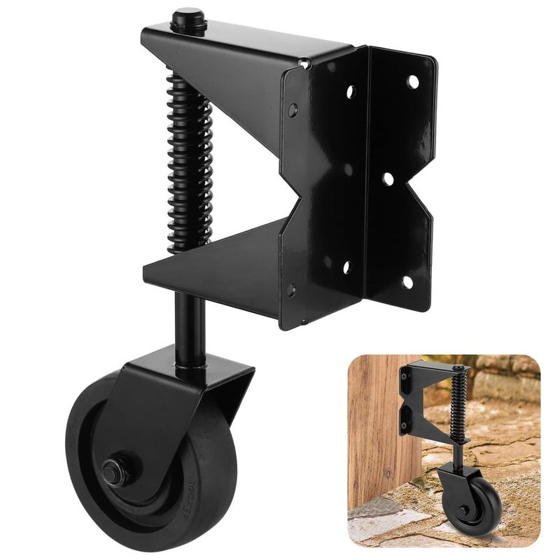 360-Degree Spring Loaded Gate Caster with Adjustable Spring for PVC & Wooden Gates, Metal Wheel for Yard Fences - Image 1