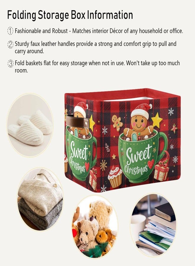Aslsiy Storage Basket Gingerbread Man in Cup Christmas Nursery Bins Baby Box Canvas Clothes Shelf Basket Laundry Hampers 1 Pcs - Image 5