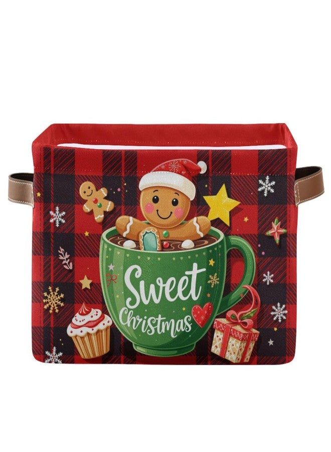 Aslsiy Storage Basket Gingerbread Man in Cup Christmas Nursery Bins Baby Box Canvas Clothes Shelf Basket Laundry Hampers 1 Pcs - Image 1