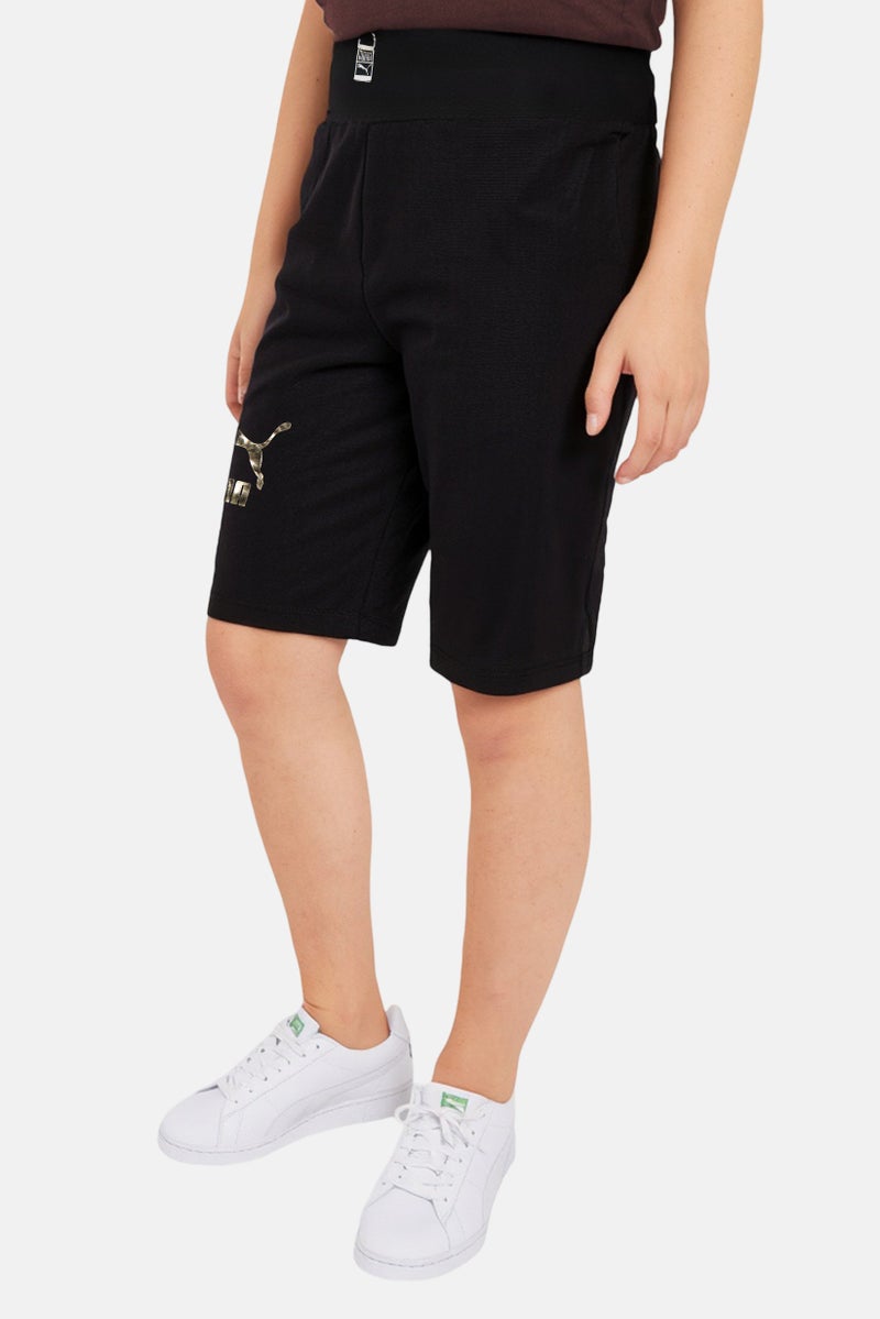 PUMA Kids Girl Sportswear Fit Brand Logo Outdoor Shorts, Black - Image 1