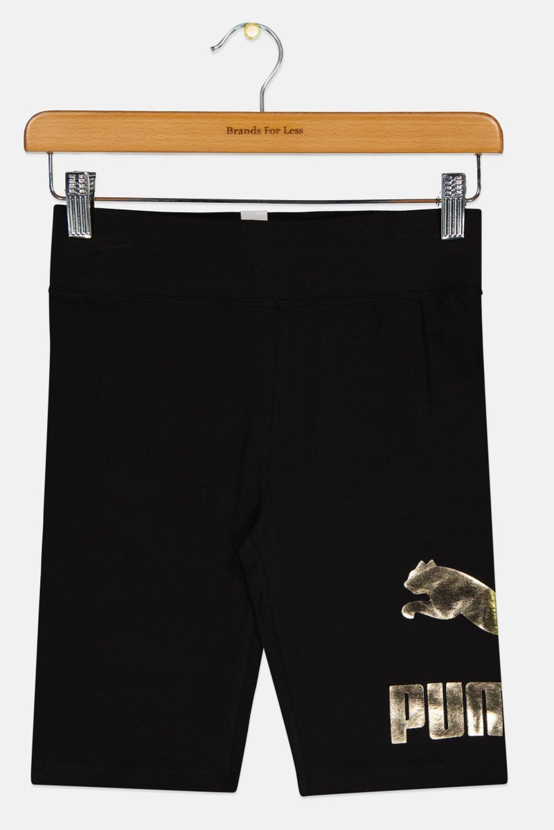 PUMA Kids Girl Sportswear Fit Brand Logo Outdoor Shorts, Black - Image 2