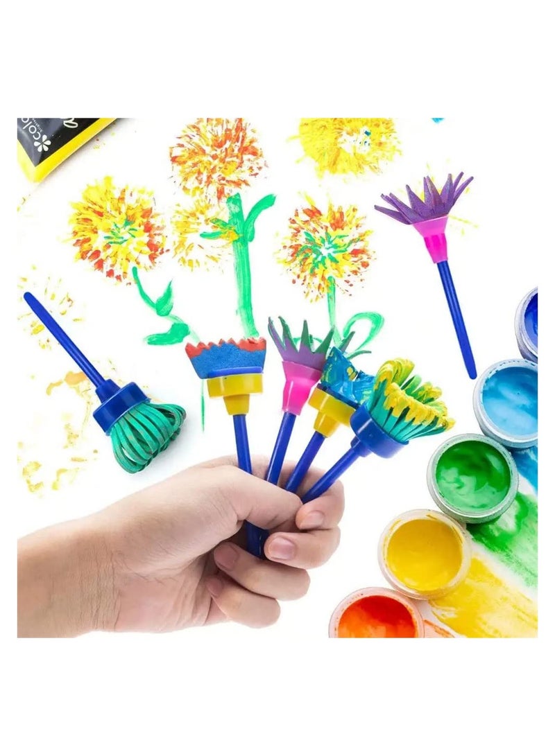 KASTWAVE 47 Pcs Paint Sponges for Kids, Kids Paint Brushes Set, Washable Sponge Painting Brushes Paint Kits, Kids Paint Sponges Early Learning Sponge Paint Tools with 26 Alphabets, Art Supplies Gifts - Image 2