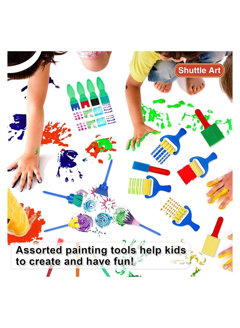 KASTWAVE 47 Pcs Paint Sponges for Kids, Kids Paint Brushes Set, Washable Sponge Painting Brushes Paint Kits, Kids Paint Sponges Early Learning Sponge Paint Tools with 26 Alphabets, Art Supplies Gifts - Image 4