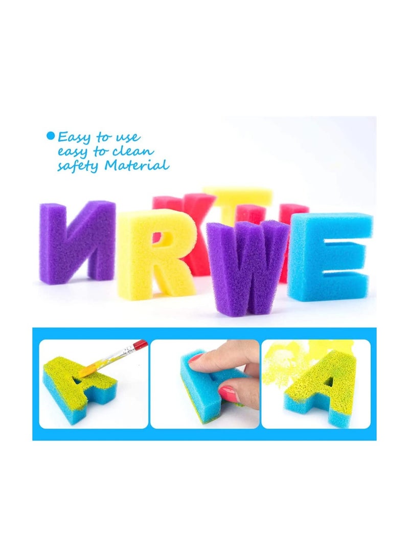 KASTWAVE 47 Pcs Paint Sponges for Kids, Kids Paint Brushes Set, Washable Sponge Painting Brushes Paint Kits, Kids Paint Sponges Early Learning Sponge Paint Tools with 26 Alphabets, Art Supplies Gifts - Image 5