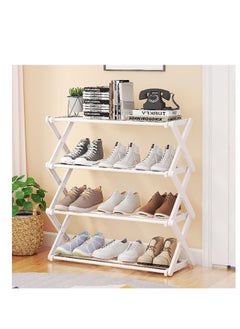 ECVV ECVV 4-Tier Foldable Shoe Rack - Space-Saving Organizer for Home & Closet - Easy Assembly, Adjustable & Stylish(Color: White)  - Image 1