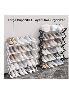 ECVV ECVV 4-Tier Foldable Shoe Rack - Space-Saving Organizer for Home & Closet - Easy Assembly, Adjustable & Stylish(Color: White)  - Image 3