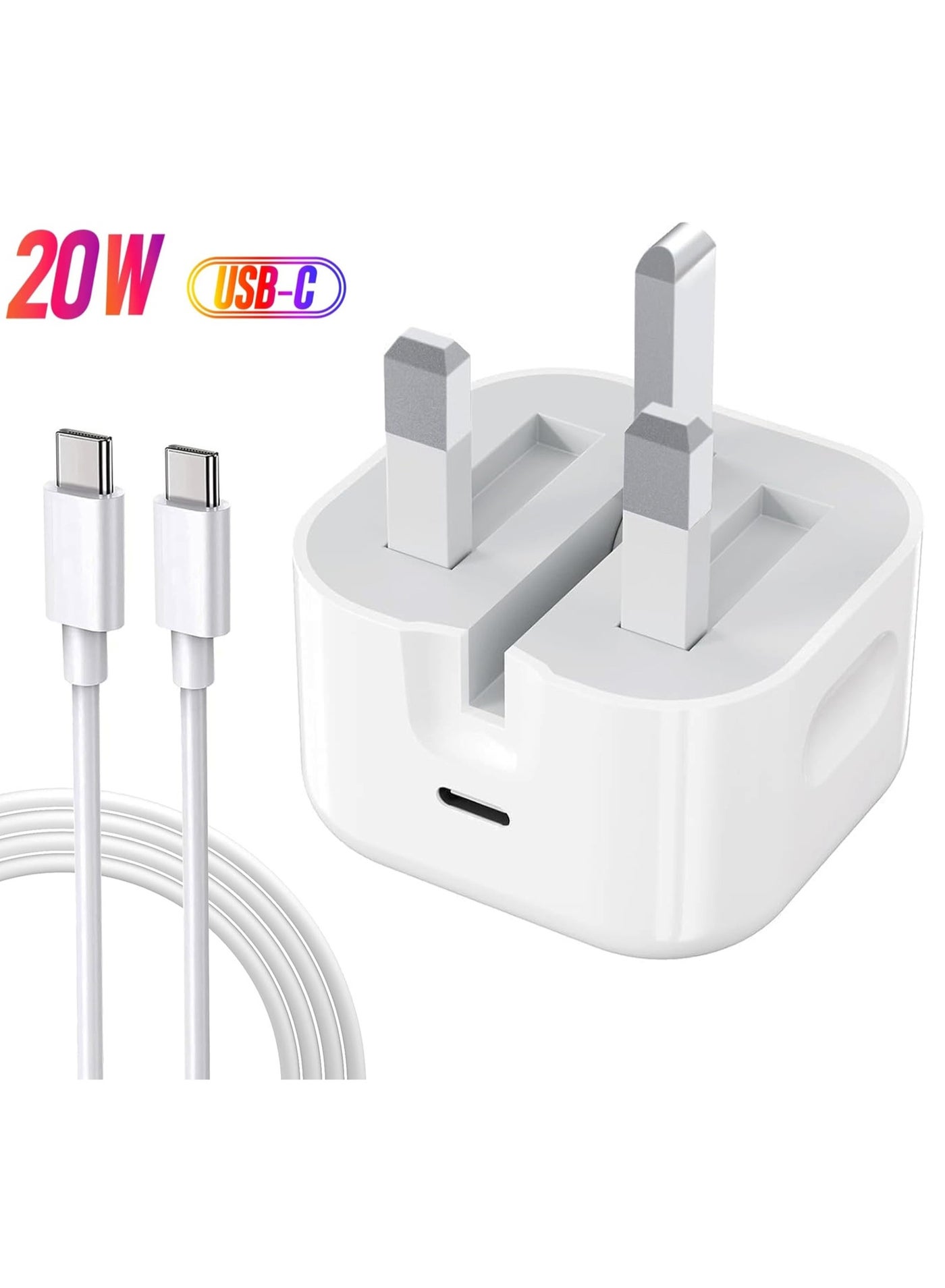 20W Universal USB-C Fast Charger | PD Quick Charging Adapter Compatible with iPhone, Samsung, Huawei, Xiaomi & More | Foldable UK Plug | Universal Fast Charging Mobile Charger