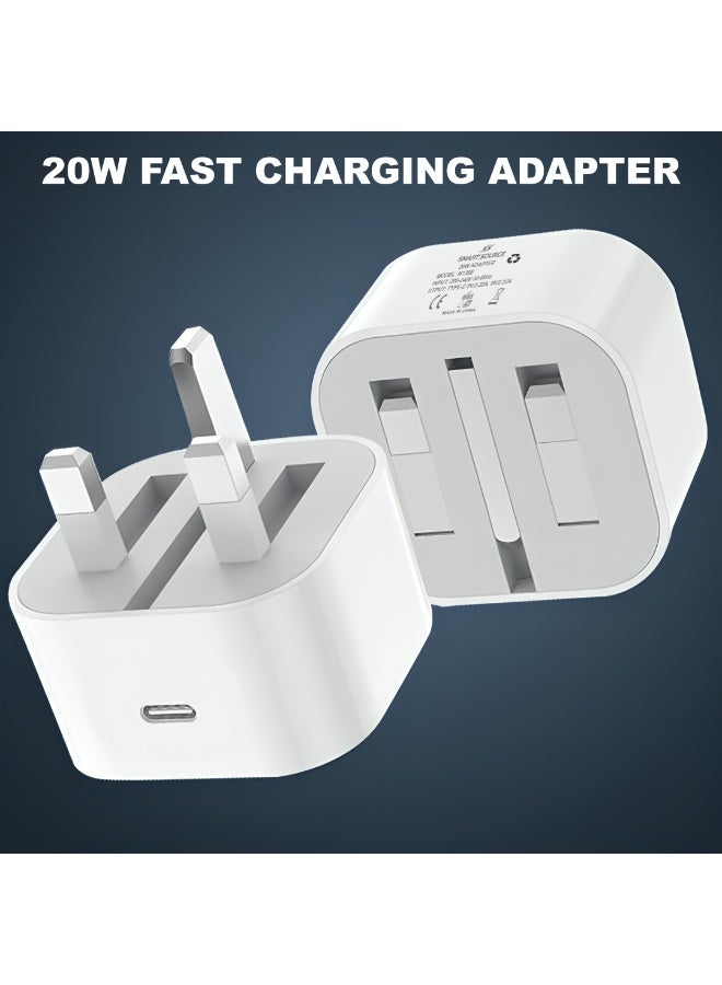 SMART SOURCE 20W USB-C Fast Charger | PD Quick Charging Adapter Compatible with iPhone, Samsung, Huawei, Xiaomi & All Type-C Devices | Foldable UK Plug | Universal Fast Charging Mobile Charger - Image 2