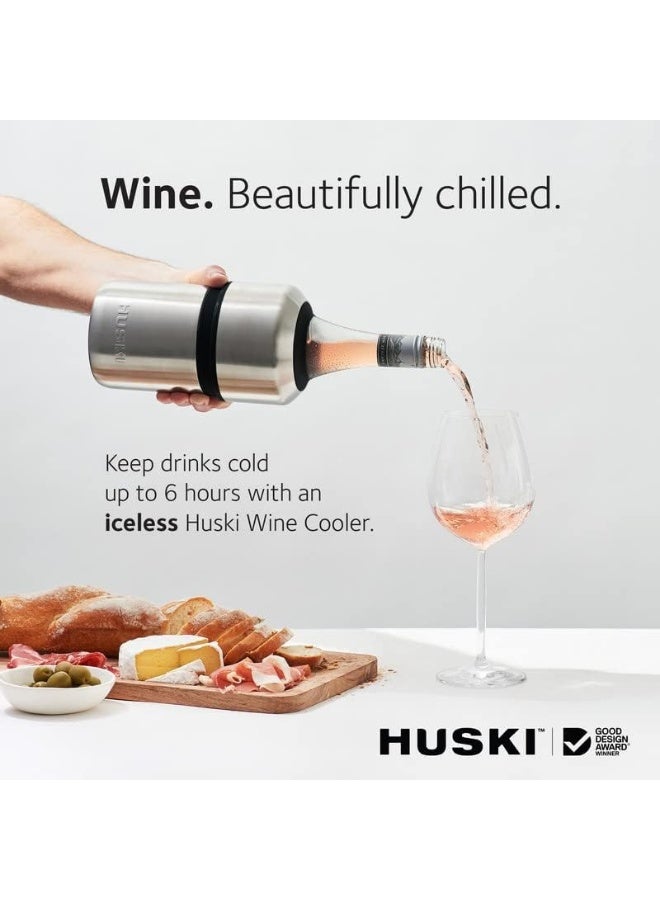 Huski Wine Cooler | Premium Iceless Wine Chiller | Keeps Wine Cold up to 6 Hours | Award Winning Design | New Wine Accessory | Fits Some Champagne Bottles | Perfect Gift for Wine Lovers (Stainless)  - Image 2