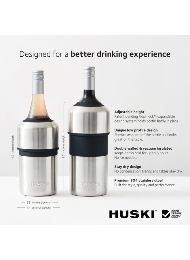 Huski Wine Cooler | Premium Iceless Wine Chiller | Keeps Wine Cold up to 6 Hours | Award Winning Design | New Wine Accessory | Fits Some Champagne Bottles | Perfect Gift for Wine Lovers (Stainless)  - Image 4