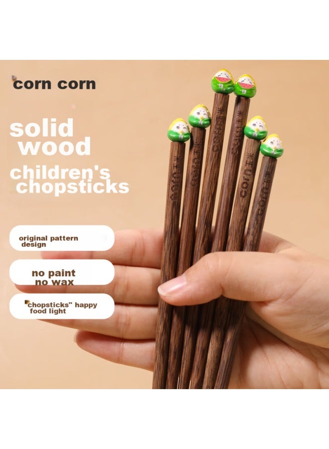 Corn Children's Chopsticks, Chicken Wing Wood, 5 Years Old, Home Use, Kindergarten Specific, Student Wooden Chopsticks, Girls 4, Solid Wood 6 To 12 Months Old Baby - Image 1