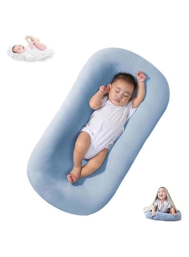 هوكور وسادة استرخاء للاطفال من توريسيك، مصنوعة من القطن العضوي الناعم جيد التهوية لعمر 0-24 شهر، كرسي استرخاء لحديثي الولادة للاطفال حديثي الولادة (ازرق) - Image 1