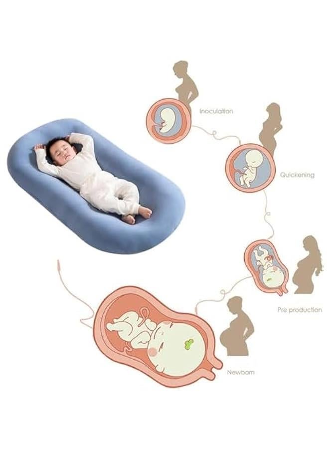 هوكور وسادة استرخاء للاطفال من توريسيك، مصنوعة من القطن العضوي الناعم جيد التهوية لعمر 0-24 شهر، كرسي استرخاء لحديثي الولادة للاطفال حديثي الولادة (ازرق) - Image 4