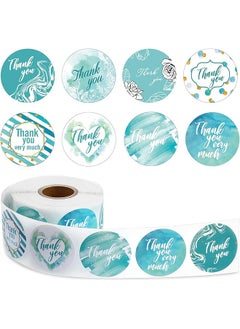 erorex 1.5 Inch Thank You Stickers 500Pcs Blue Watercolor Thank You Adhesive Stickers For Baking Packaging Envelope Seals Business Birthday Party Gift Wrap Bag Tags For Wedding 8 Designs  - Image 1