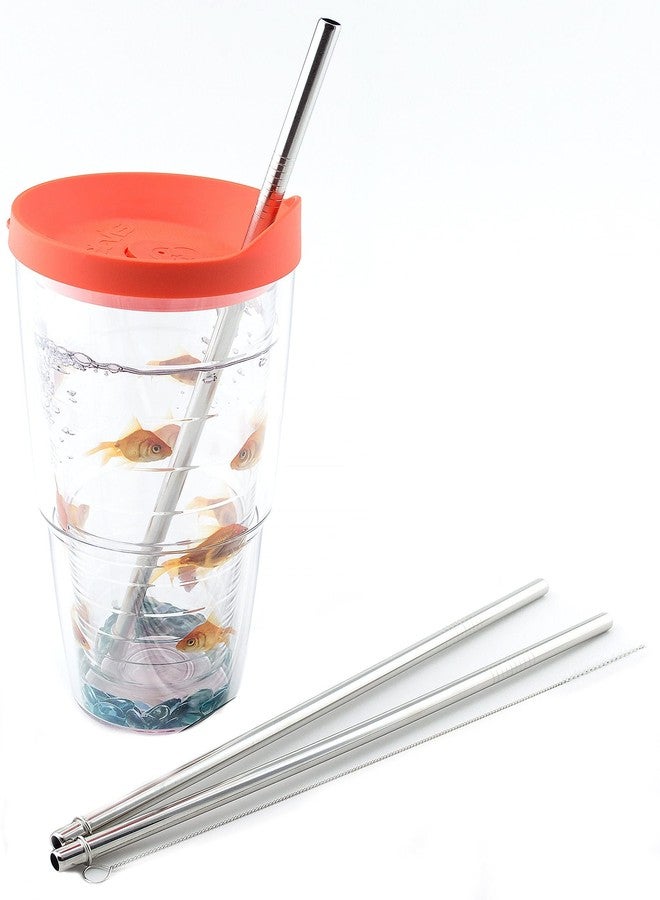 CocoStraw 2 Stainless Steel Straws Compatible With Tervis Tumbler 24 oz Travel Insulated Clear Drinking Cup Lid CocoStraw Brand - Image 1