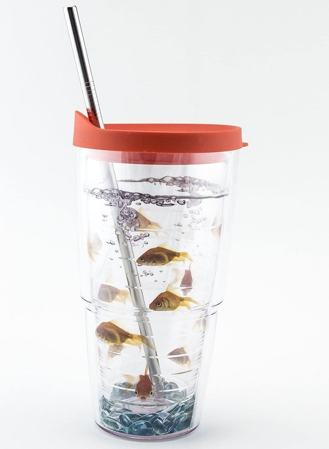 CocoStraw 2 Stainless Steel Straws Compatible With Tervis Tumbler 24 oz Travel Insulated Clear Drinking Cup Lid CocoStraw Brand - Image 3