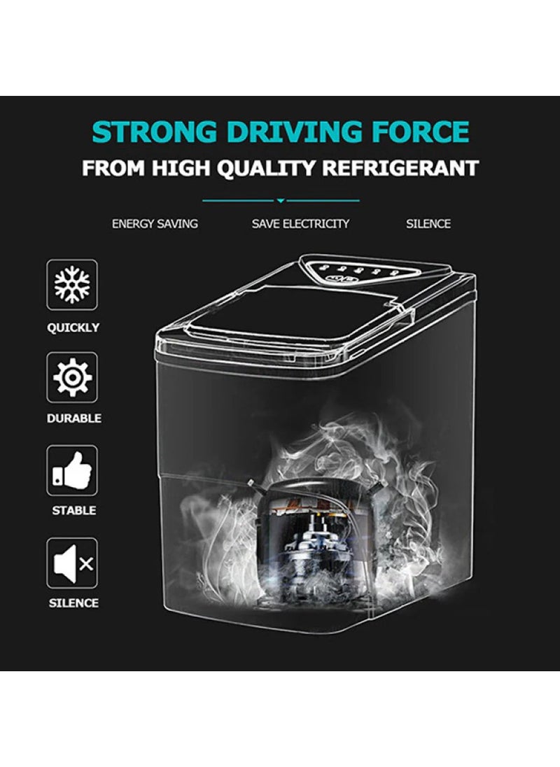 HICON Hicon HZB-16AL Smart Ice Maker Machine 2L Large Capacity Water Tank Adjustable Ice Cube Size Fast Ice Maker Quiet Operation Full Ice Sensor Ice Cube Maker 105W -black  - Image 4