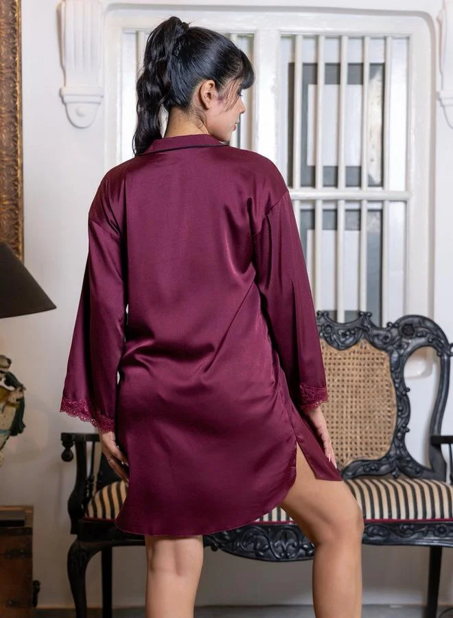 Aadaraya Aadaraya Nighty Short Notch Collar