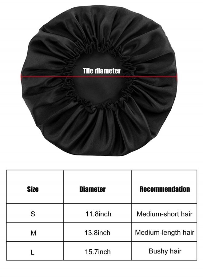 Blulu 3 Pieces Sleep Cap Satin Bonnet Night Sleeping Soft Hair Turbans for Women and Girls (Black red Navy) - Image 1
