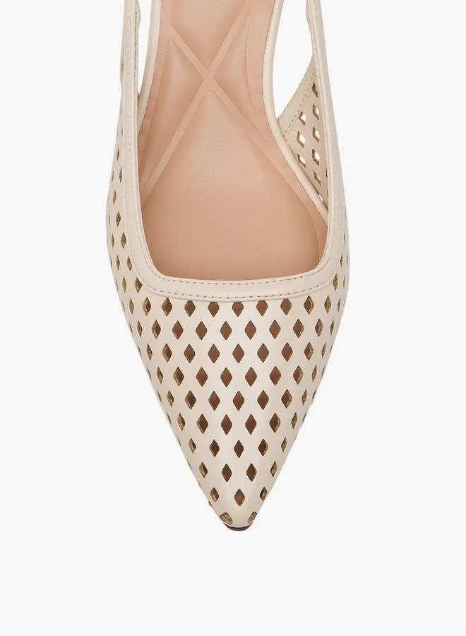 Celeste BEIGE Women Laser Cut Detail Kitten Heel Shoes for Women | Best Price UAE