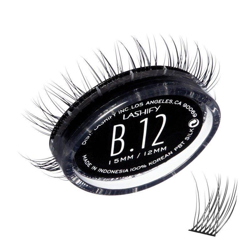Lashify Bold 12mm Gossamer DIY Eyelash Extensions Refill Black Easy False Eyelashes for a Natural Look
