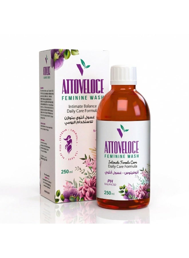 Attoveloce Feminine Wash - Intimate Balance Daily Care Formula - 250 ml. - Image 1