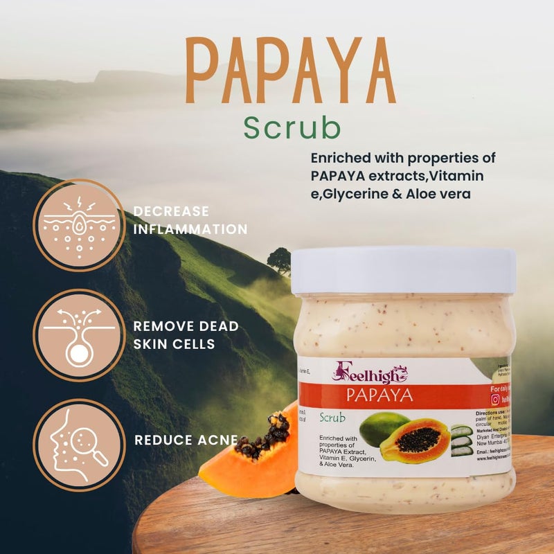 FEELHIGH Face  Body Neem Scrub Helps to Deep Cleansing Scrub Enriched Natural Neem Extract500ml And Papaya Scrub Enriched with Papaya Aloevera And Vitamin E Extract Helps to Reduce acne 500ml Men and Women - Image 3