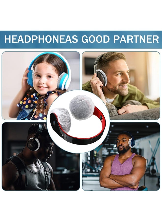 100 Pieces Disposable Headphone Covers Non-Woven Sanitary Headphone Ear Covers White Fabric Headset Covers Ear Pad Covers for Headphones Dust-Proof Sanitary Headset Ear Pads 11-14cm - White - Image 2