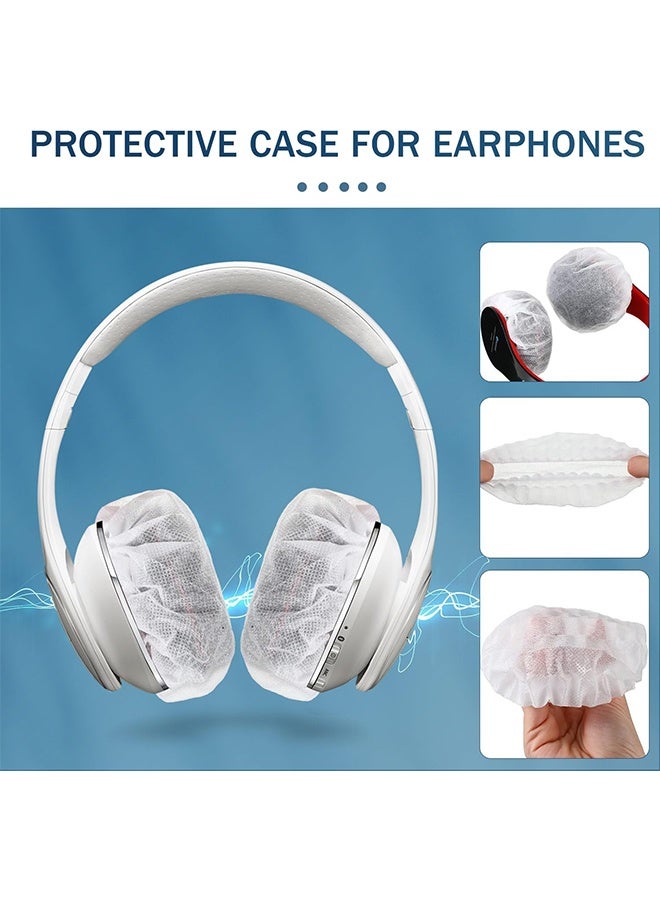 100 Pieces Disposable Headphone Covers Non-Woven Sanitary Headphone Ear Covers White Fabric Headset Covers Ear Pad Covers for Headphones Dust-Proof Sanitary Headset Ear Pads 11-14cm - White - Image 5