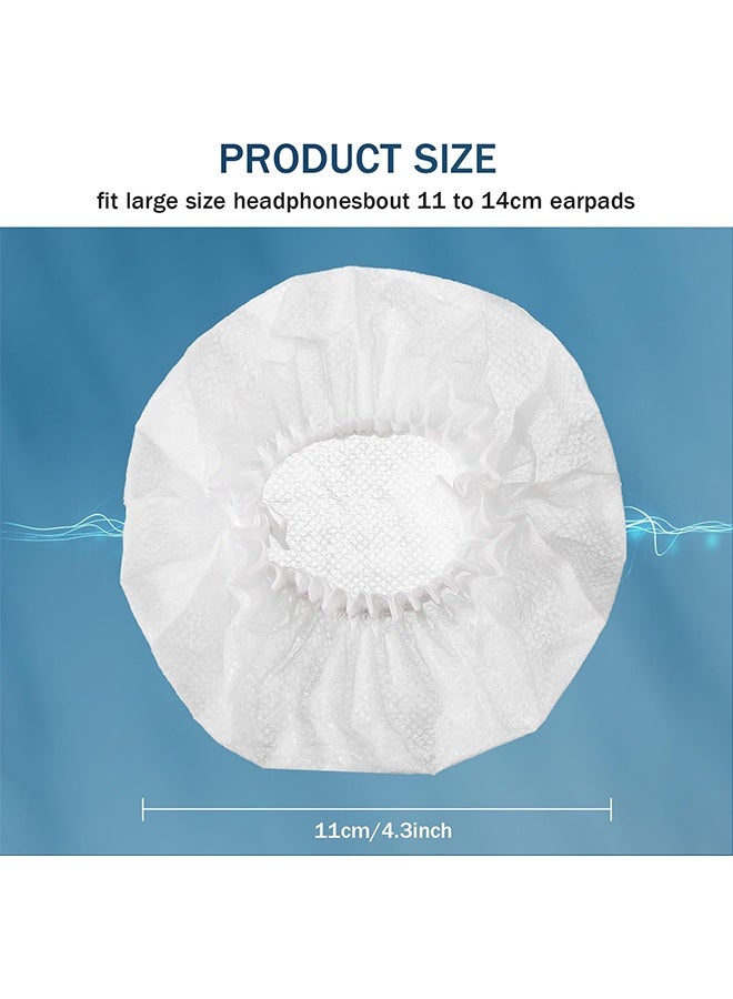100 Pieces Disposable Headphone Covers Non-Woven Sanitary Headphone Ear Covers White Fabric Headset Covers Ear Pad Covers for Headphones Dust-Proof Sanitary Headset Ear Pads 11-14cm - White - Image 3