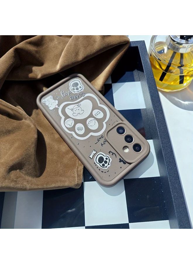 Cute Cartoon Dog Paw Puppy Q Version Matte Brown Shockproof Case For Redmi Note 13 Pro 5G - Image 4