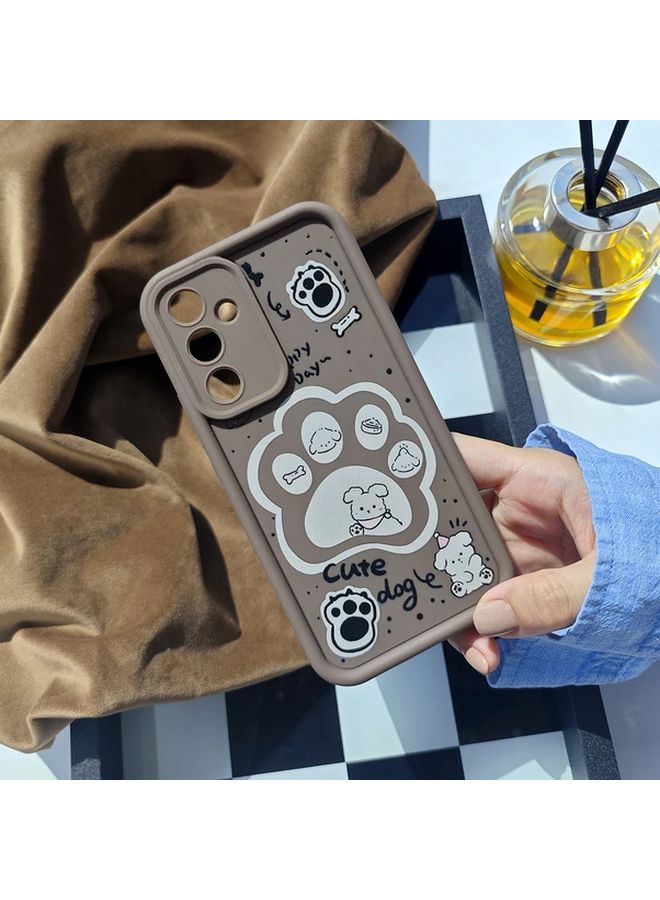 Cute Cartoon Dog Paw Puppy Q Version Matte Brown Shockproof Case For Redmi Note 13 Pro 5G - Image 5