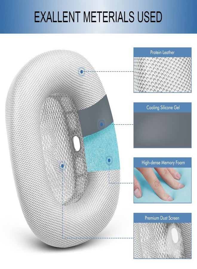 GEVO Upgraded Ear Cushions Replacement Earpads for Apple AirPods Max Headphones, Protein Leather Ear Pads Cover with Memory Foam and Magnet for AirPods Max (Silver) - Image 4