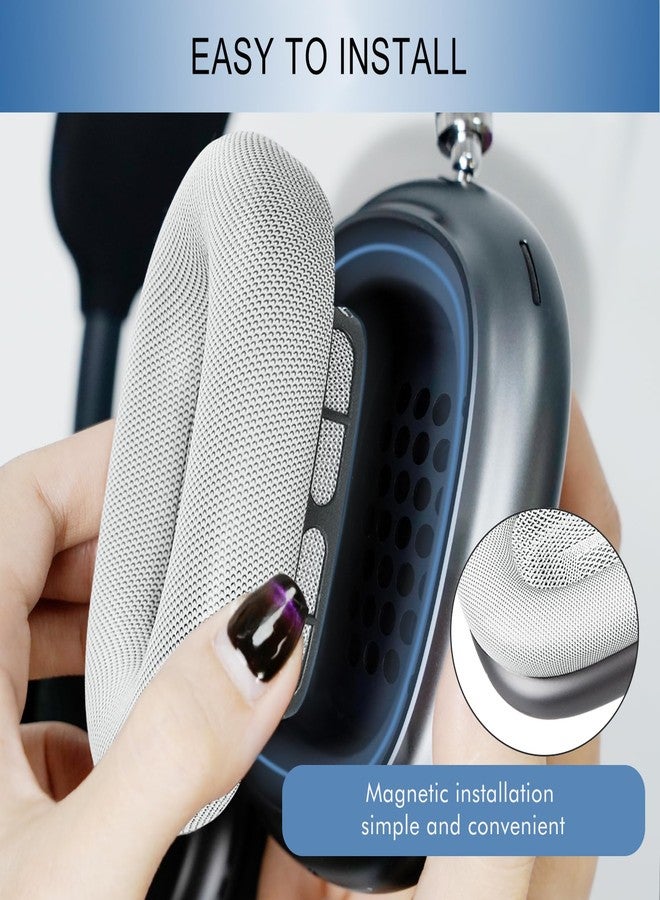 GEVO Upgraded Ear Cushions Replacement Earpads for Apple AirPods Max Headphones, Protein Leather Ear Pads Cover with Memory Foam and Magnet for AirPods Max (Silver) - Image 3