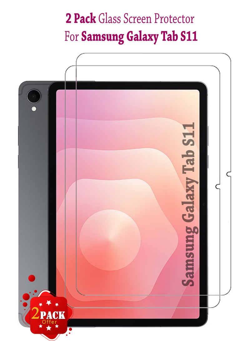 2 Pack Samsung Galaxy Tab S11 (11 inch) Tempered Glass Screen Protector | HD Scratch Resistant, High Transparency, Delicate Touch, Anti-Explosion, Bubble-Free | Easy Installation for Samsung Galaxy Tab S11 (11 inch) - Image 1