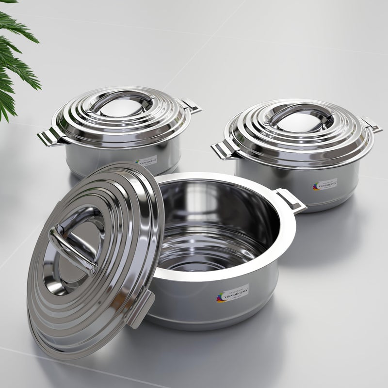 VIGNESHGENIX VIGNESHGENIX Utensil Casserole for Hot Food | Insulated Stainless Steel hot Pot with lid | 2 Liter Food Warmer Bowl | Food Holder for Chapati/Rice | 2000-ML(No Gas Stove Compatible)  - Image 2
